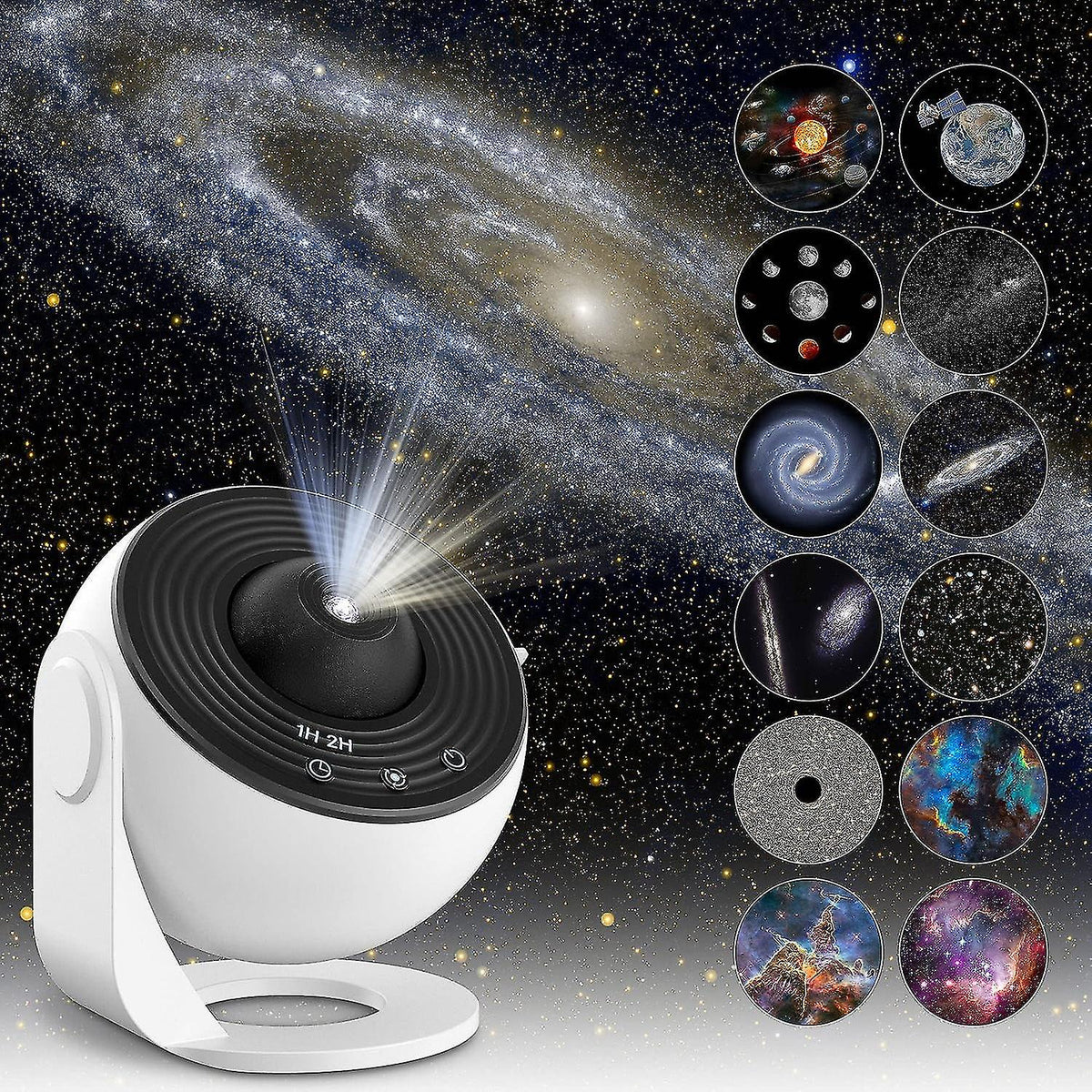 Lampada proiettore AstroGlow — luce LED con cielo stellato a 19 motivi