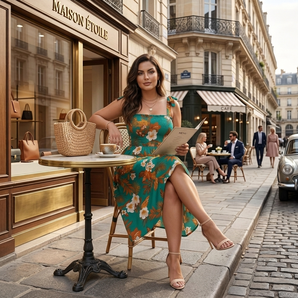 Robe Longue d'Été Fluide à Imprimé Floral & Épaules Nouées