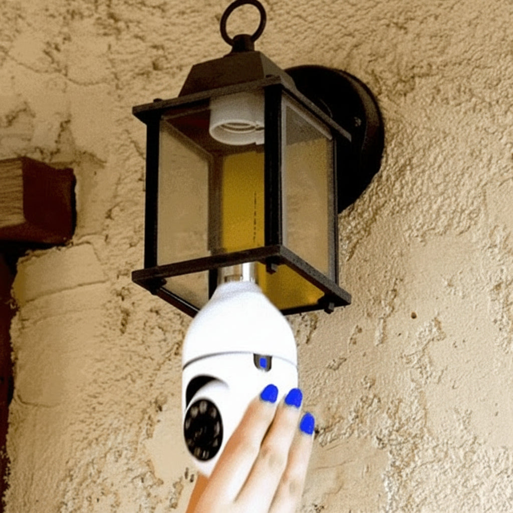 Caméra de sécurité WiFi à ampoule 1080p - Rotation PTZ à 360°, vision nocturne