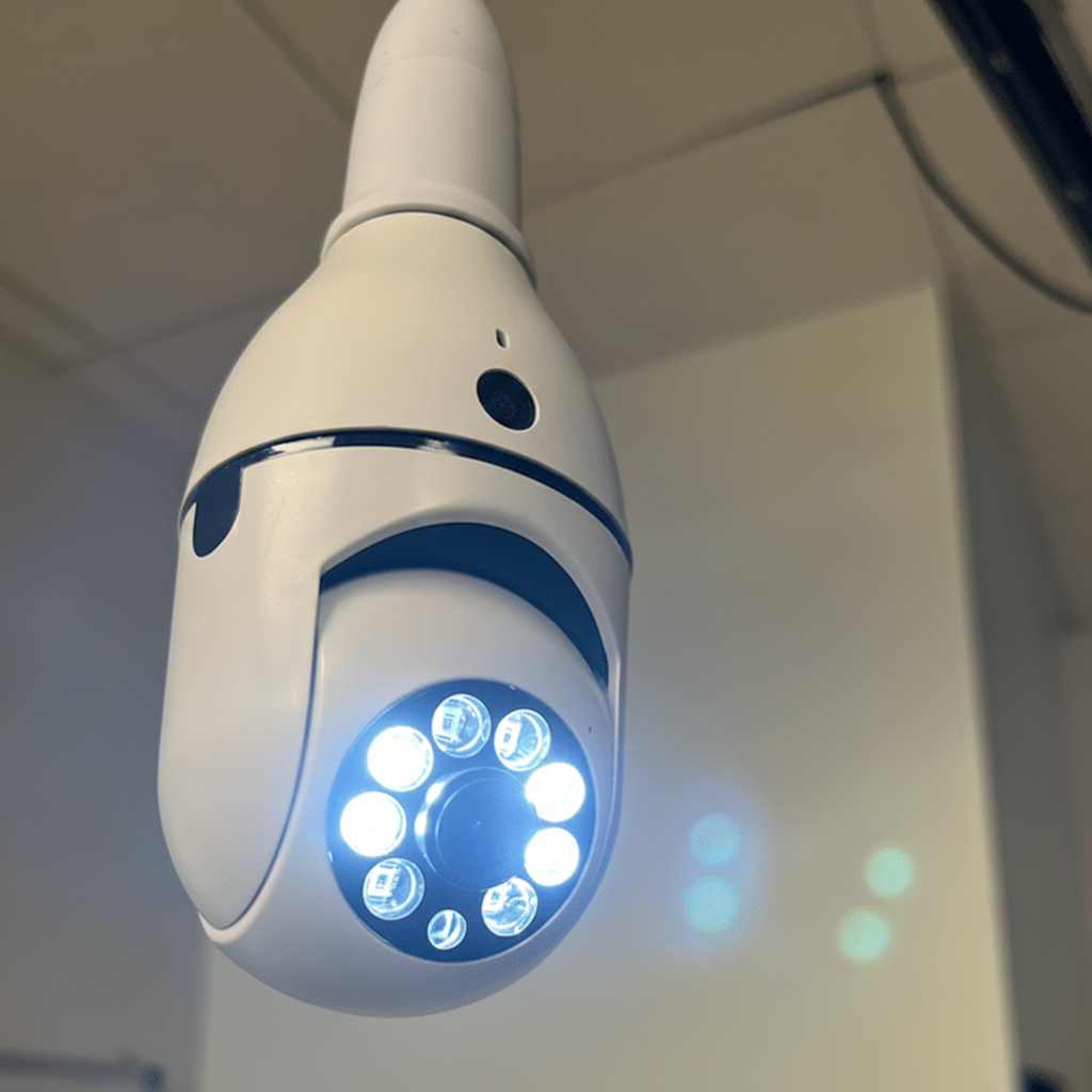 Caméra de sécurité WiFi à ampoule 1080p - Rotation PTZ à 360°, vision nocturne