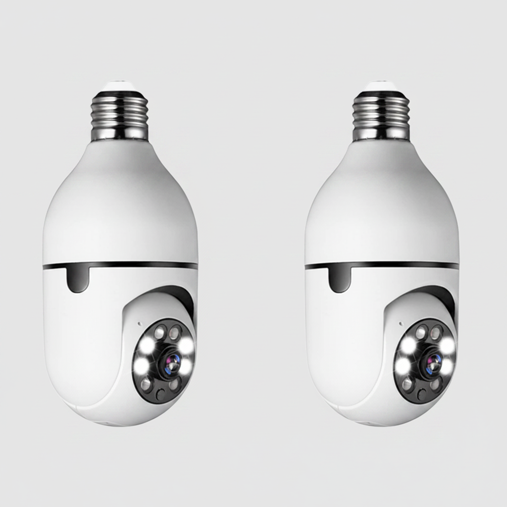 Caméra de sécurité WiFi à ampoule 1080p - Rotation PTZ à 360°, vision nocturne