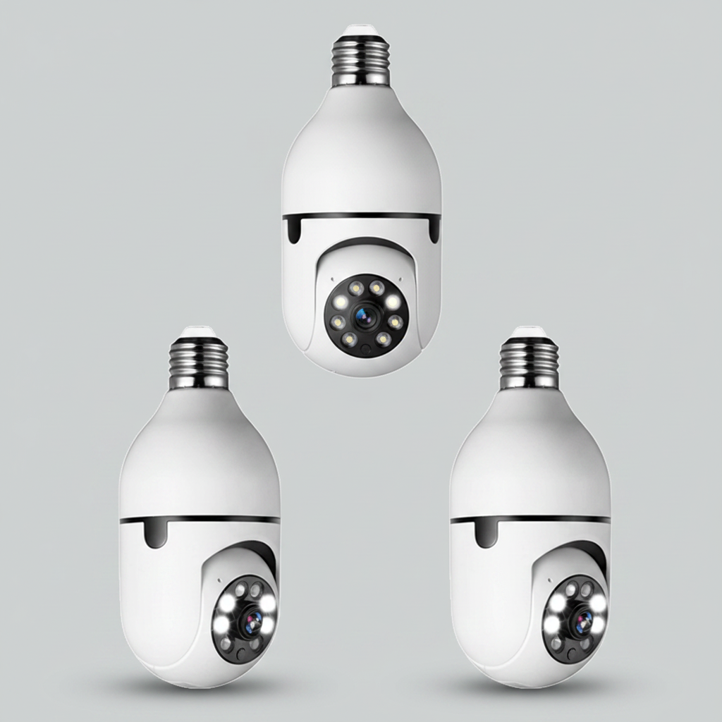 Caméra de sécurité WiFi à ampoule 1080p - Rotation PTZ à 360°, vision nocturne