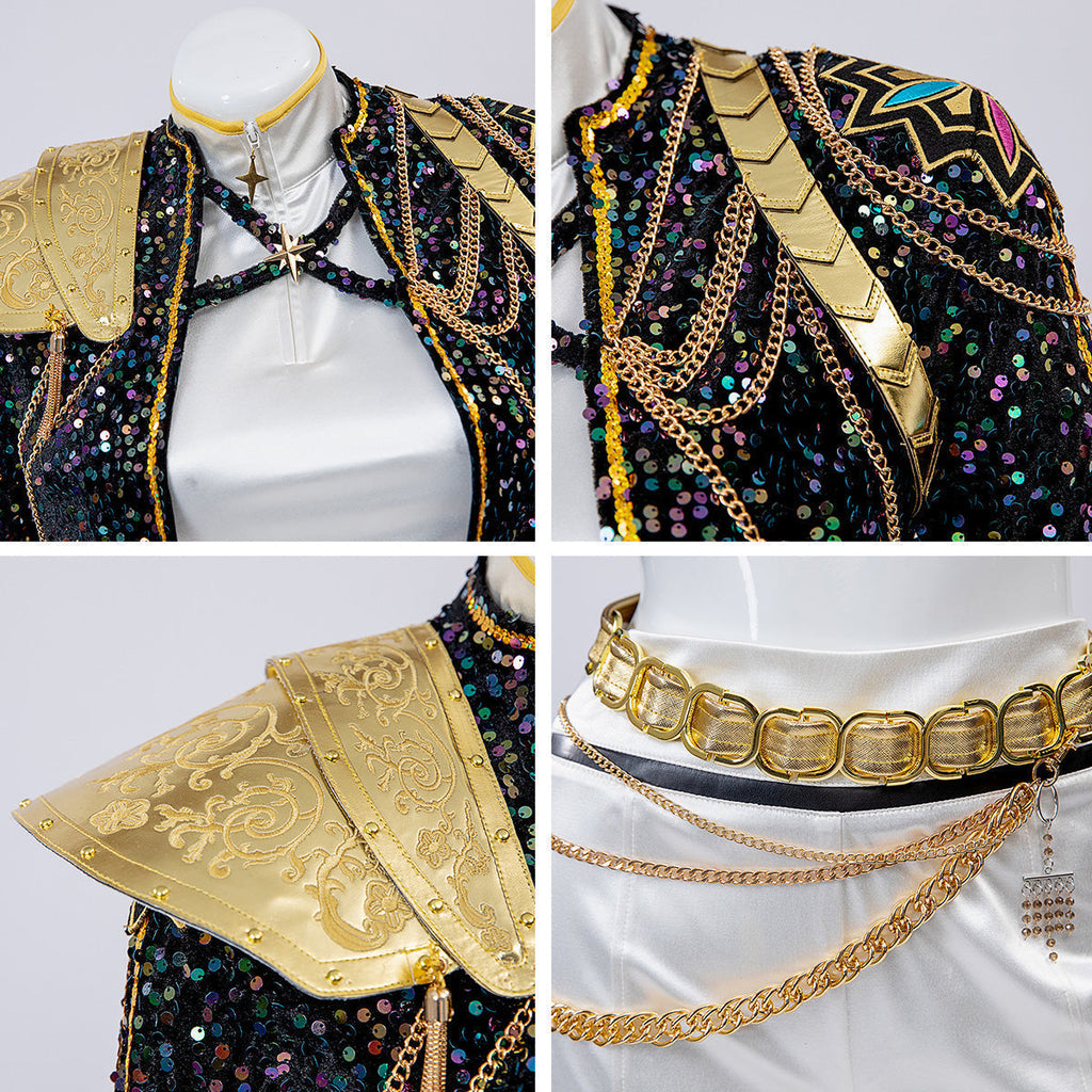 Schwarz-goldenes Glitzerkostüm — Zweiteiliges Damen-Set