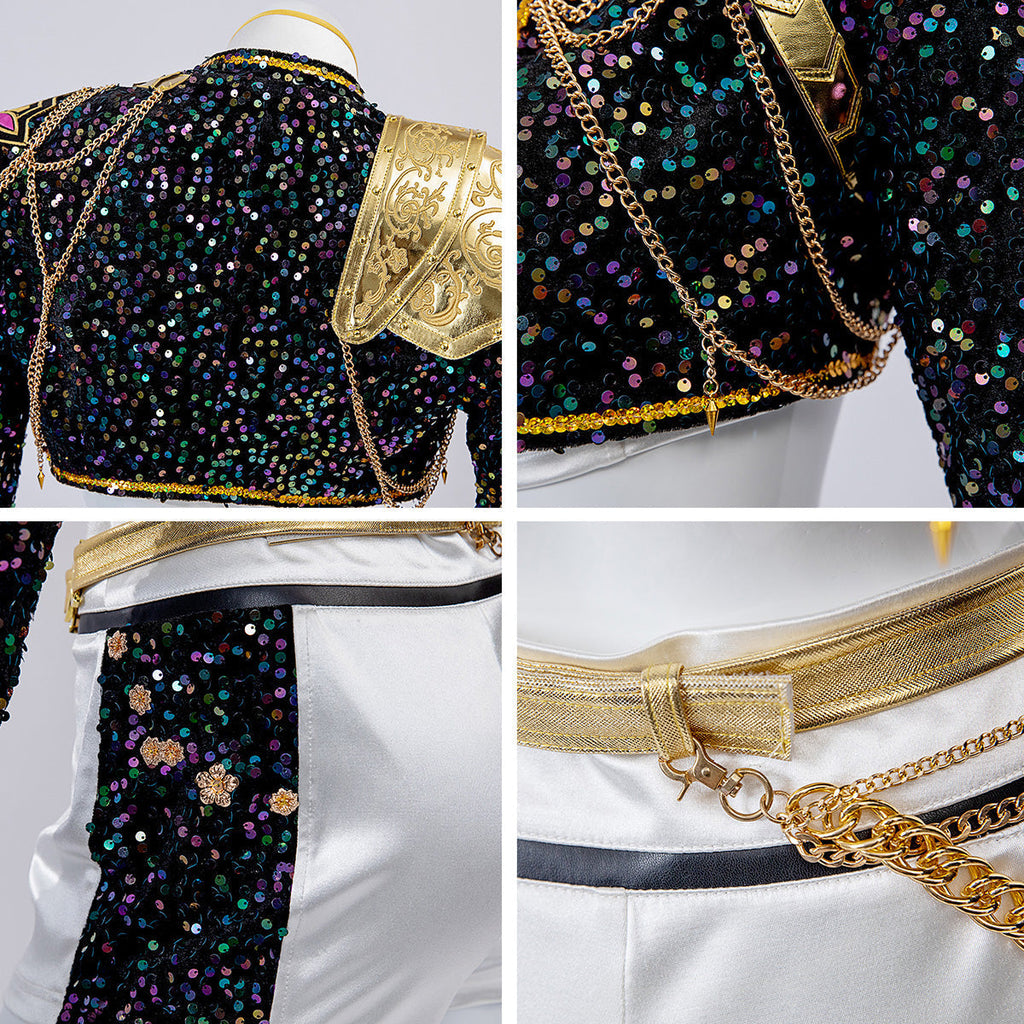 Schwarz-goldenes Glitzerkostüm — Zweiteiliges Damen-Set