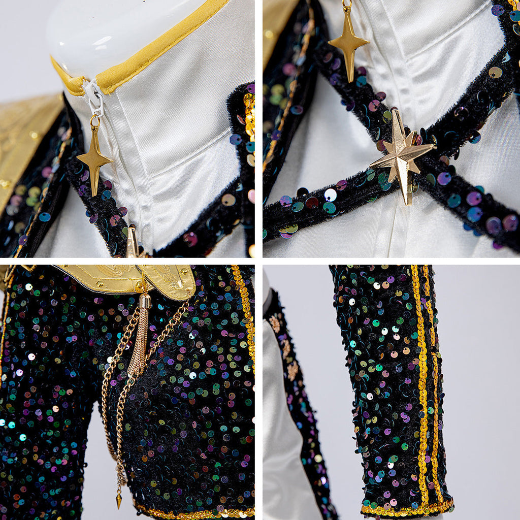 Schwarz-goldenes Glitzerkostüm — Zweiteiliges Damen-Set
