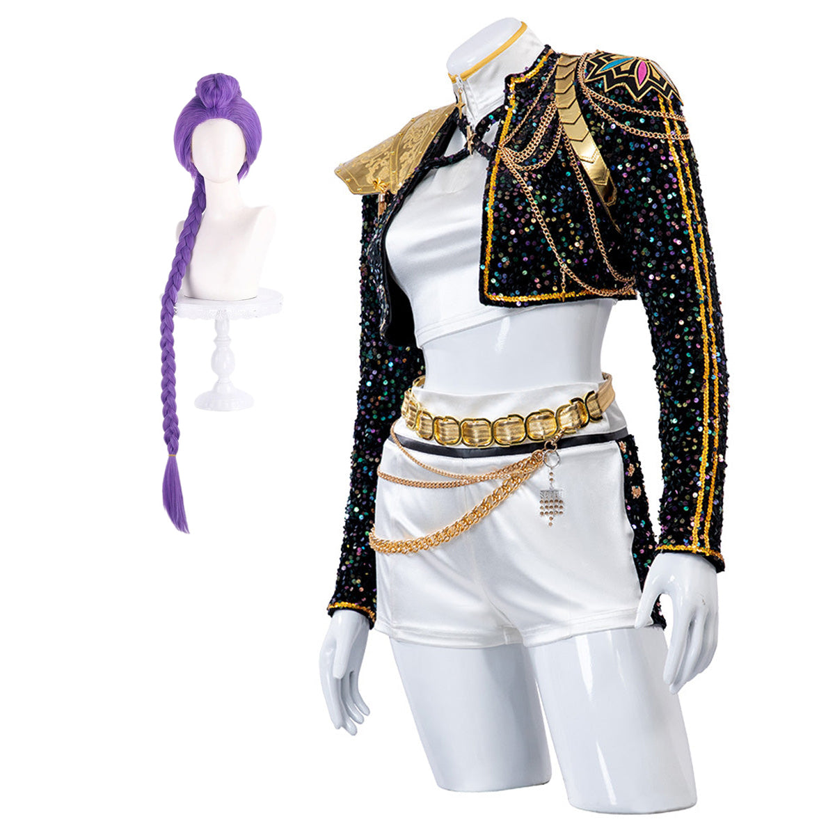 Schwarz-goldenes Glitzerkostüm — Zweiteiliges Damen-Set