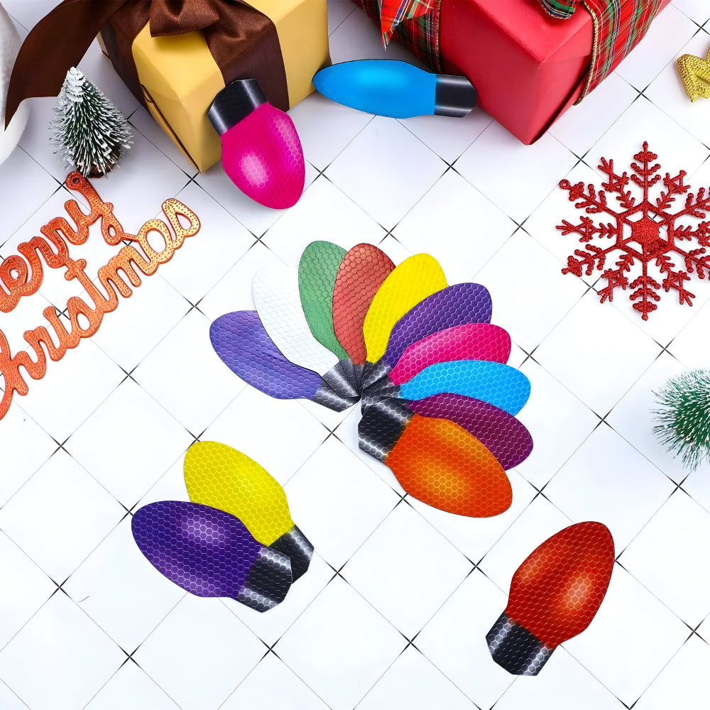 Autocolante magnetice de Crăciun în formă de bec - decorațiuni festive care captează lumina