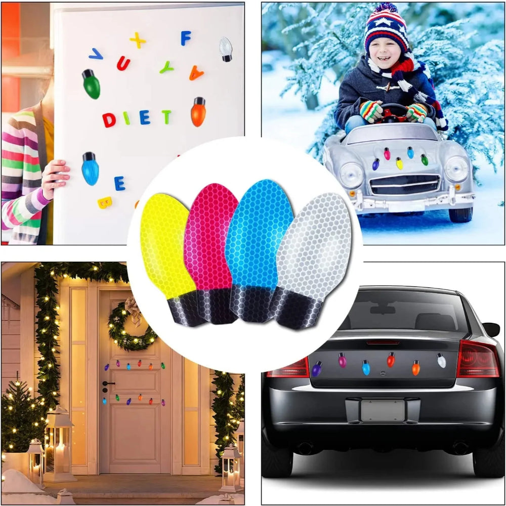 Autocolante magnetice de Crăciun în formă de bec - decorațiuni festive care captează lumina