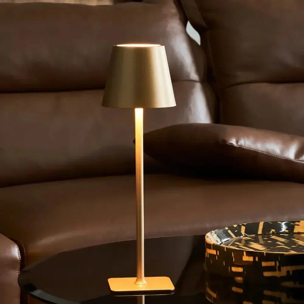 Modern Dimmable LED Table Lamp — Metal, Battery Powered, Touch Control, IP54 Weatherproof
