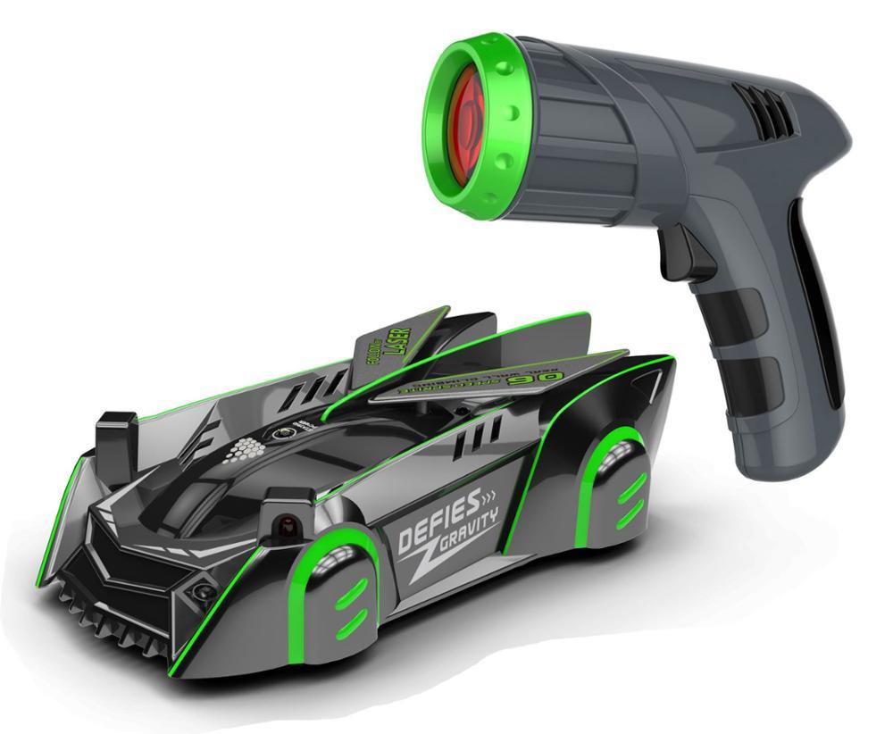 Mașinuță de jucărie cu laser, controlată de la distanță — alimentată cu baterii, aderență pe pereți și tavane
