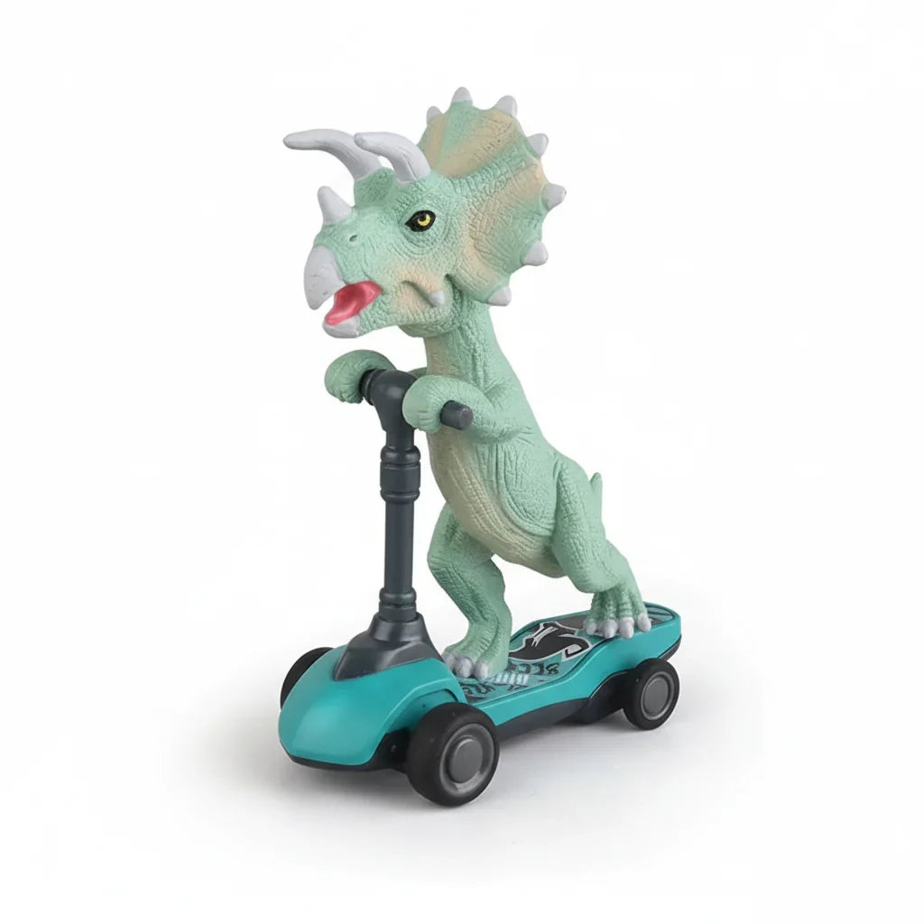 Miniature Dinosaur Scooter Toy – Pull-Back Rolling Model