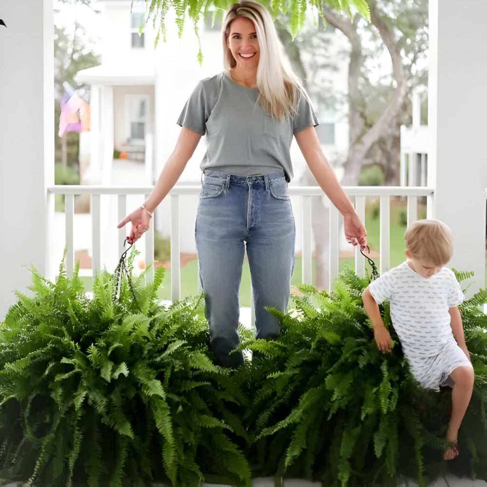 Plantă artificială suspendată, ferigă Boston - frunziș verde realist