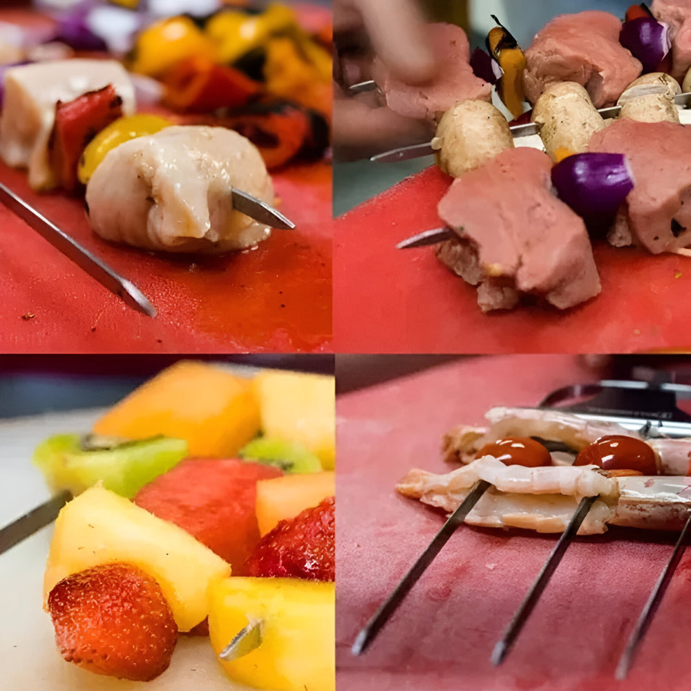 Grillspieß-Set aus Edelstahl mit drei Zinken