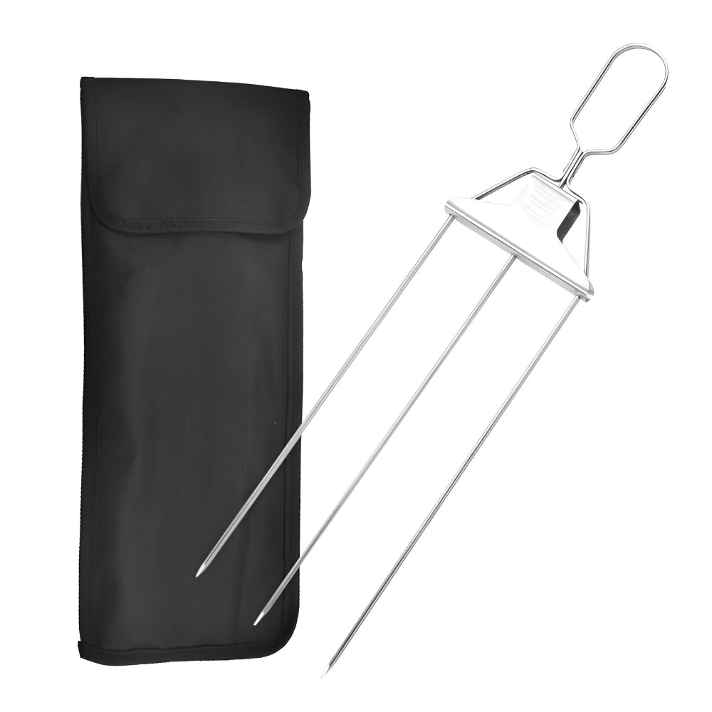 Grillspieß-Set aus Edelstahl mit drei Zinken
