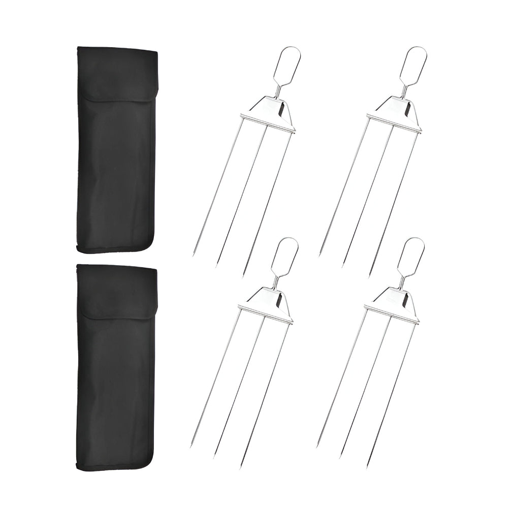 Grillspieß-Set aus Edelstahl mit drei Zinken