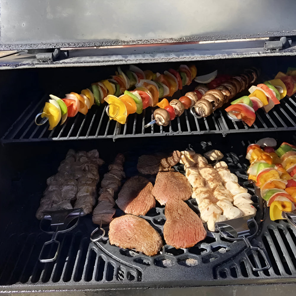 Grillspieß-Set aus Edelstahl mit drei Zinken