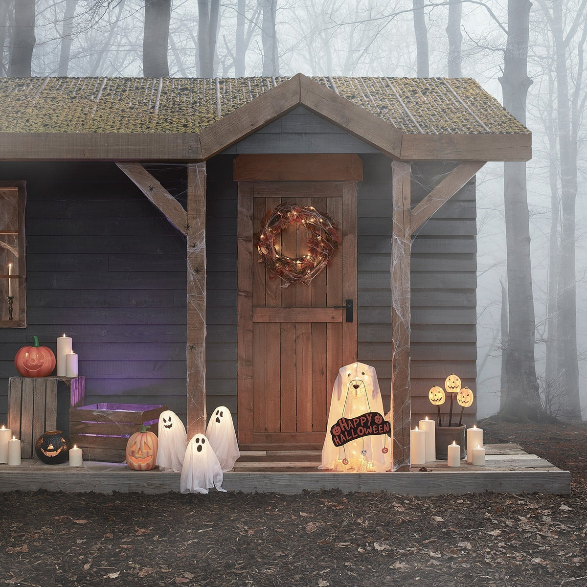 Lămpi LED de Halloween în formă de fantome, cu țăruș — Set de 3 piese