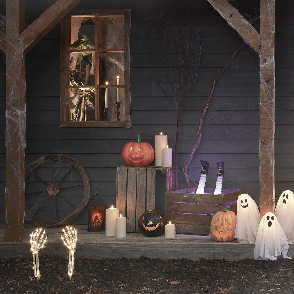 Lămpi LED de Halloween în formă de fantome, cu țăruș — Set de 3 piese