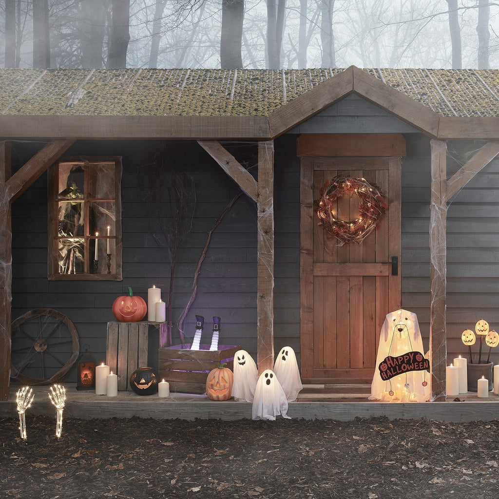 Lămpi LED de Halloween în formă de fantome, cu țăruș — Set de 3 piese