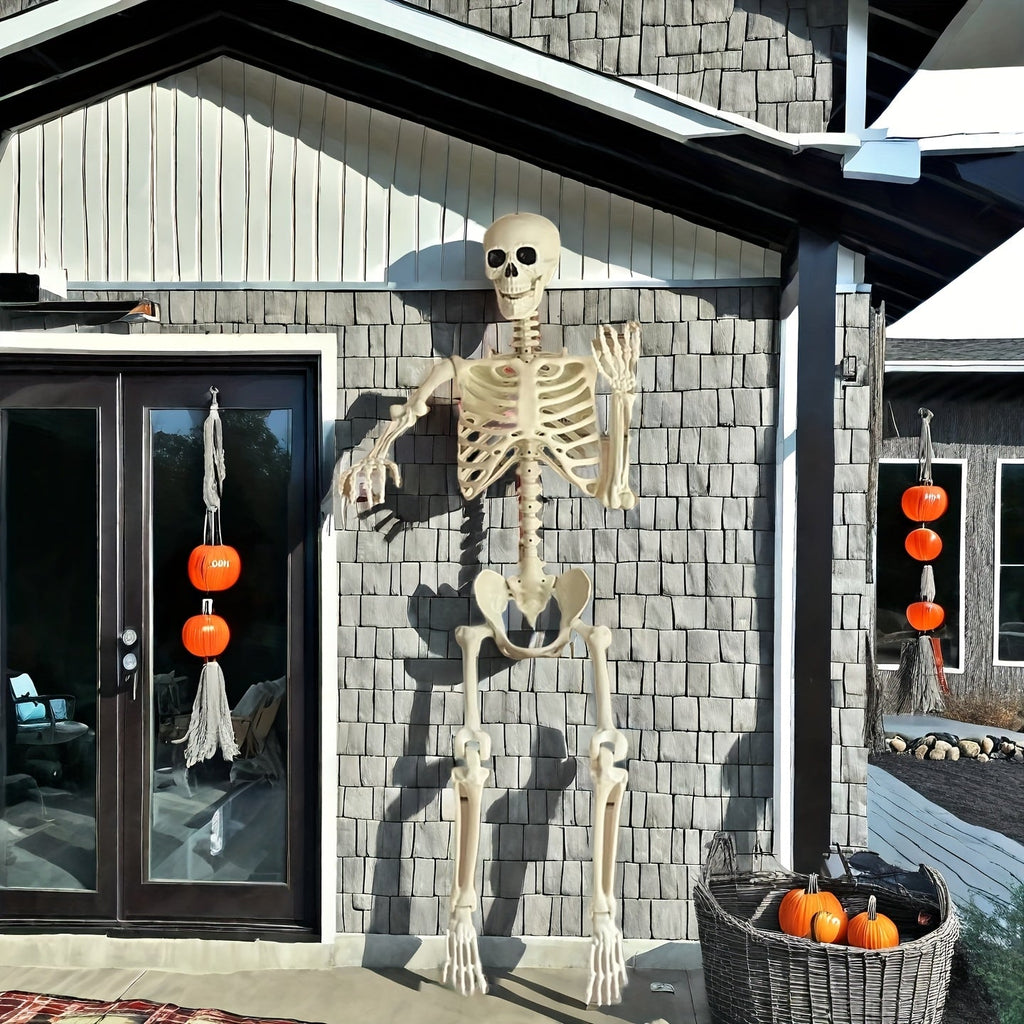 1.6m plastová dekorativní figurína halloweenské kostry v životní velikosti