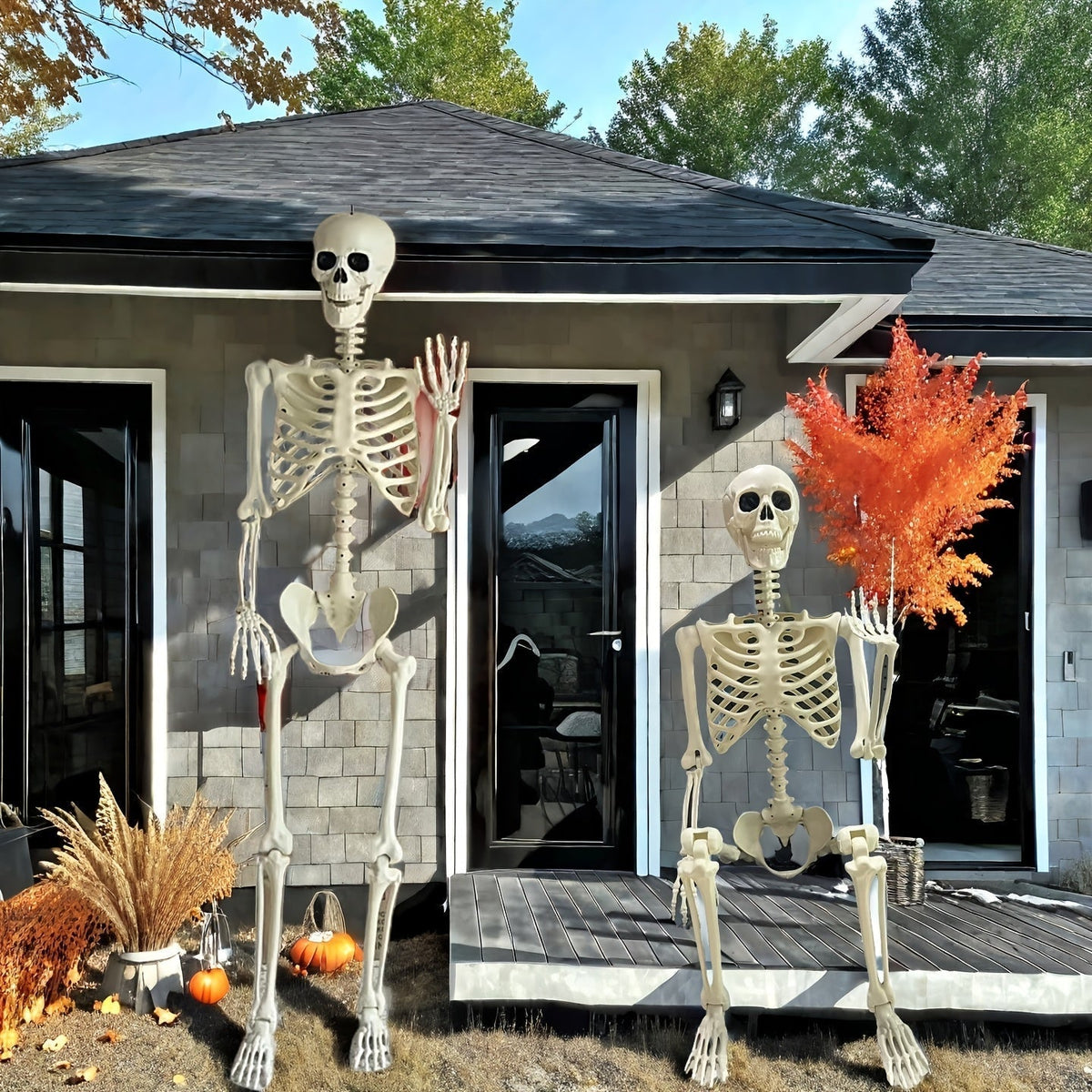 1.6m plastová dekorativní figurína halloweenské kostry v životní velikosti