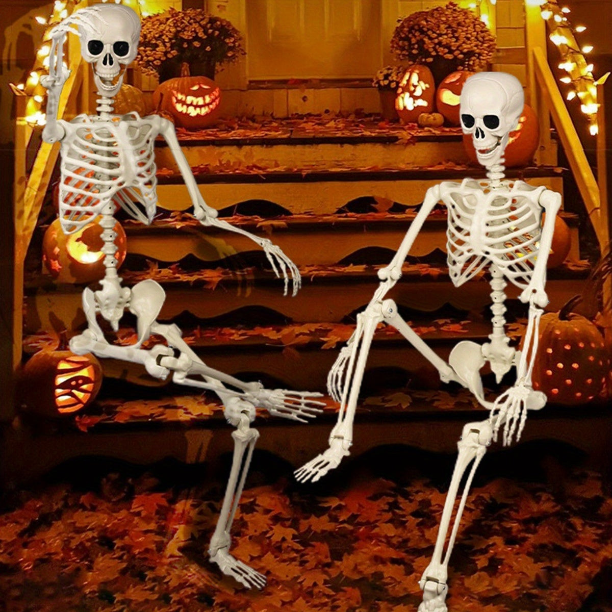 1.6m plastová dekorativní figurína halloweenské kostry v životní velikosti