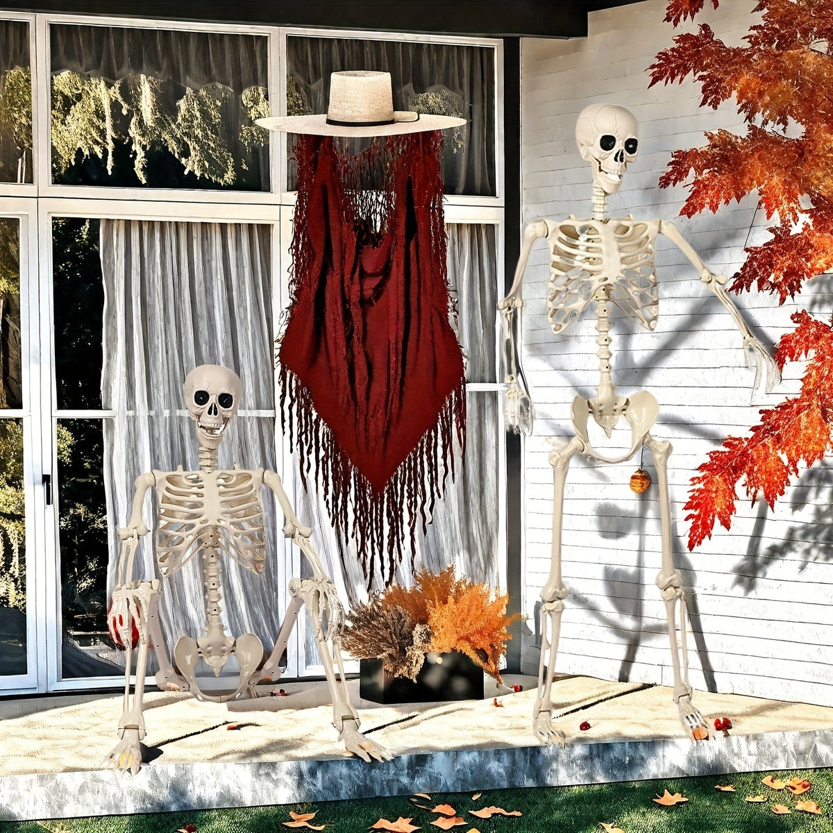 1.6m plastová dekorativní figurína halloweenské kostry v životní velikosti