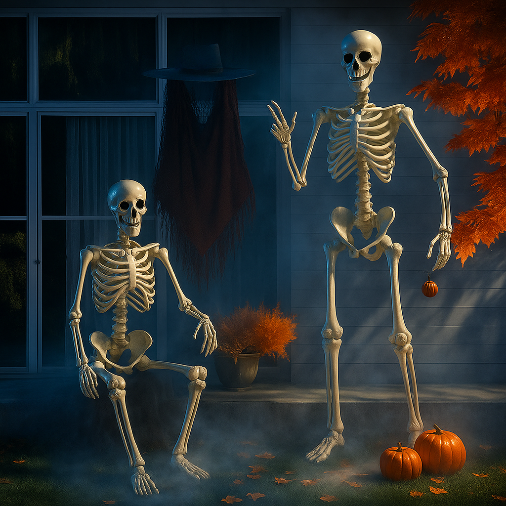 XXL 165 cm große Halloween-Skelettfigur — Wetterbeständige Outdoor-Dekoration