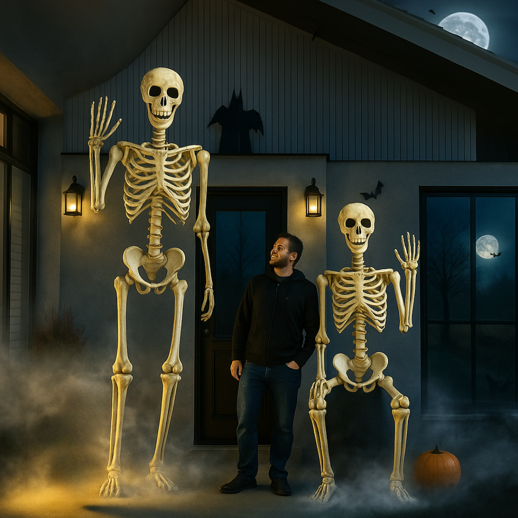 XXL 165 cm große Halloween-Skelettfigur — Wetterbeständige Outdoor-Dekoration