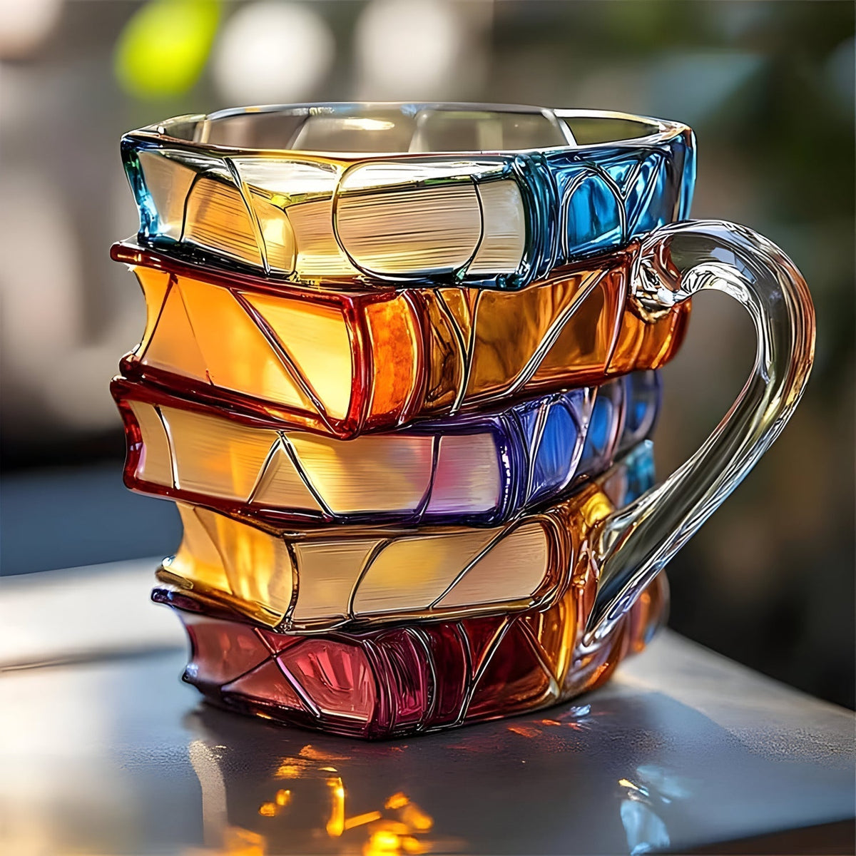 Cană din rășină — design colorat cu imprimeu 3D de carte