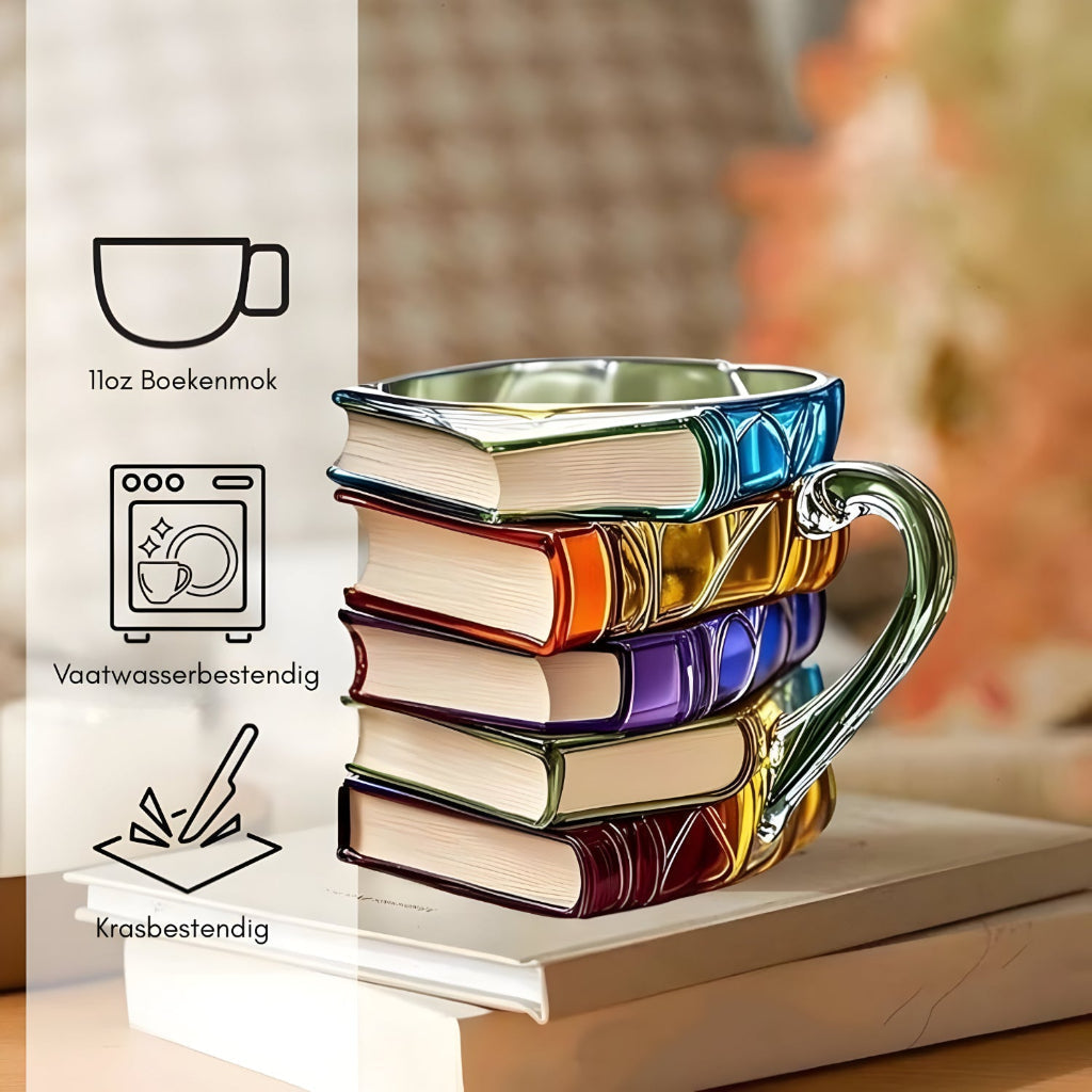 Cană din rășină — design colorat cu imprimeu 3D de carte