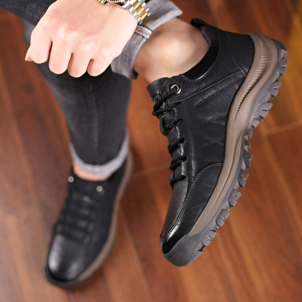 Men's Casual Leather Shoes — Waterproof, Non-Slip Comfort