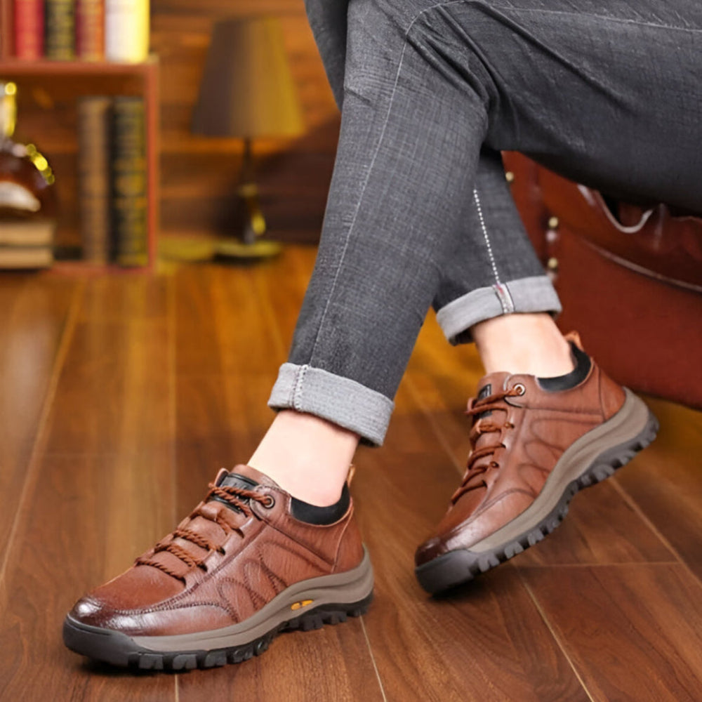 Men's Casual Leather Shoes — Waterproof, Non-Slip Comfort