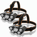 Lanterna frontal para caminhada — LED de 5 elementos, bateria de lítio de 1800 mAh