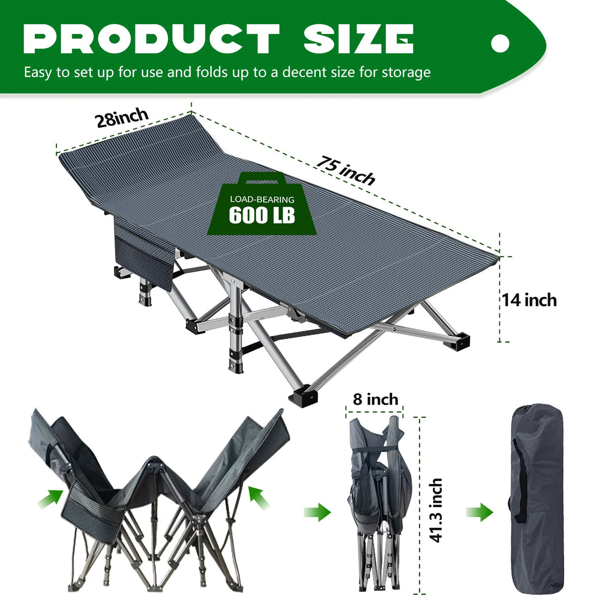 Sturdy Outdoor Folding Camping Bed – Portable Heavy-Duty Design - Esilora