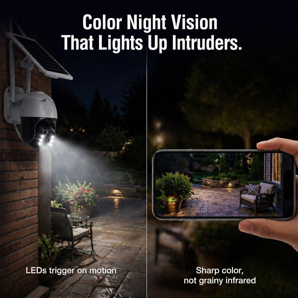 SolarSentry Wireless Outdoor Camera — Watch Every Blind Spot 24/7, No Wires, No Subscriptions - Esilora