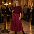 Soraya – Slavnostní midi sukně z tylu s flitry a set útulného pleteného svetru – Esilora