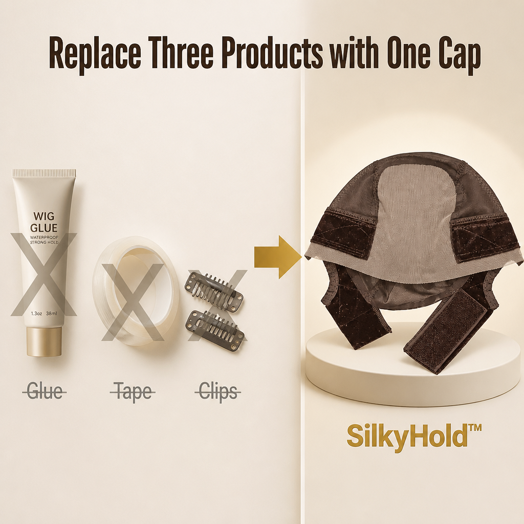 SilkyHold — Utrwal swoją perukę lace front bez kleju, taśmy ani uszkadzania baby hair — Esilora