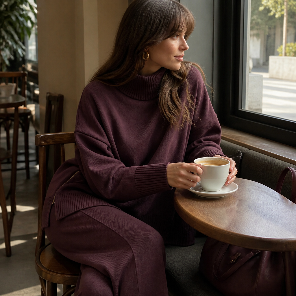 SilvaEase – ゆったりオーバーサイズセーターとワイドレッグパンツのセット - Esilora