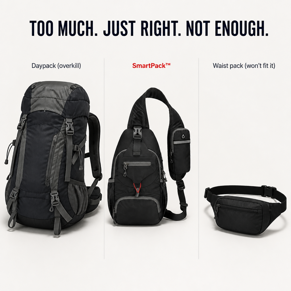 SmartPack — バックパックのかさばりなしで、スマートフォン・財布・水筒を持ち運ぶ - Esilora
