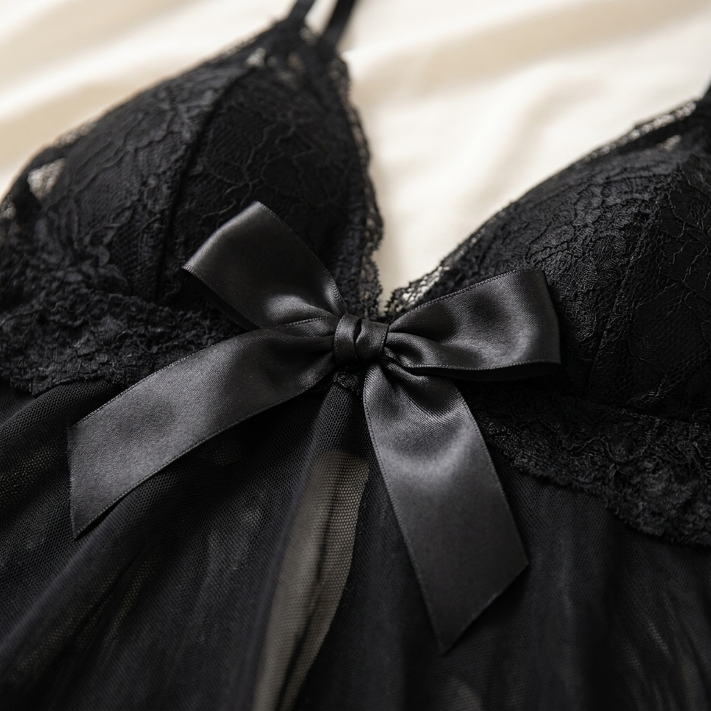 Soirée – Krajkový set babydoll s výstřihem do V a průsvitnou síťovanou sukní - Esilora