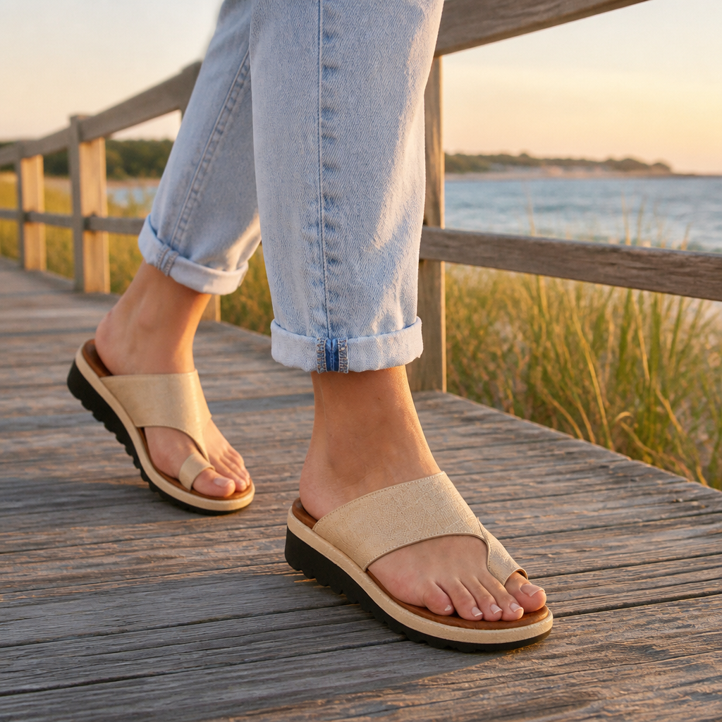 Solivra – Bunion-Relief Wedge Sandals with Toe-Aligning Strap - Esilora
