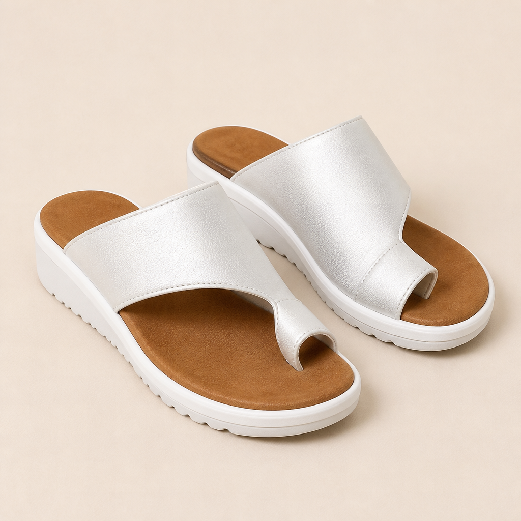 Solivra – Bunion-Relief Wedge Sandals with Toe-Aligning Strap - Esilora