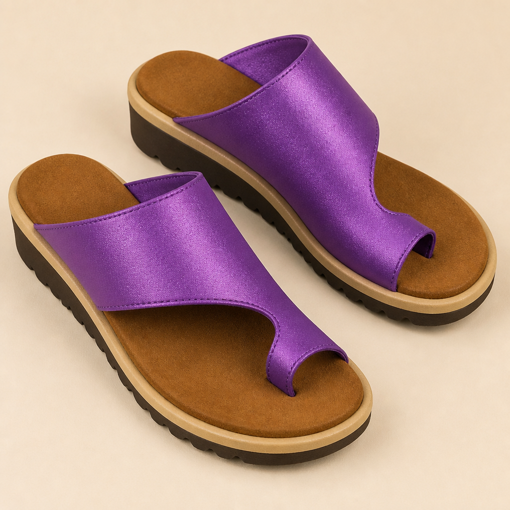 Solivra – Bunion-Relief Wedge Sandals with Toe-Aligning Strap - Esilora