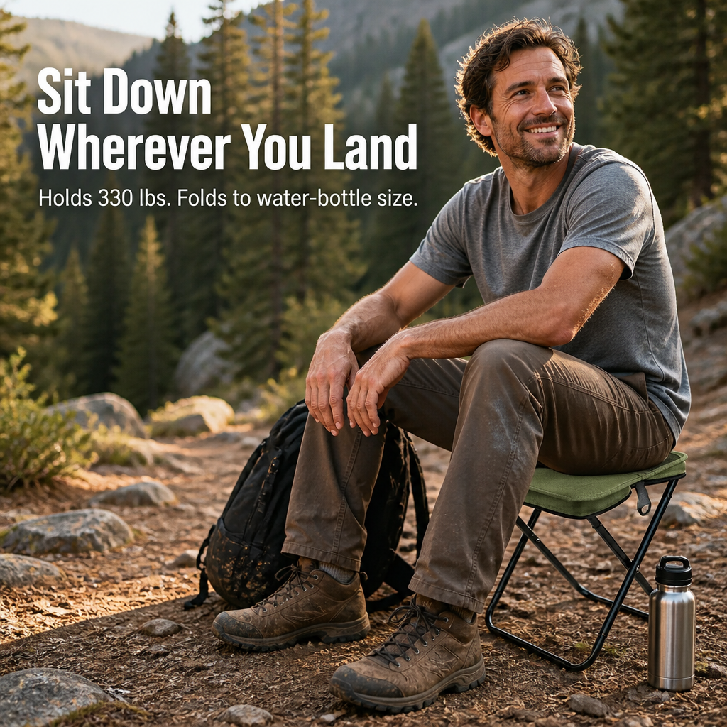 TrailEase — افتح كرسيًا يتحمل 330-lb وينطوي بحجم زجاجة ماء - Esilora