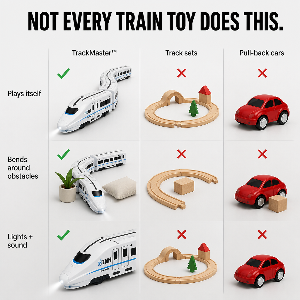 TrackMaster — تخطَّ المسارات وأرسل قطارًا فائق السرعة قابلًا للانحناء إلى أي مكان - Esilora