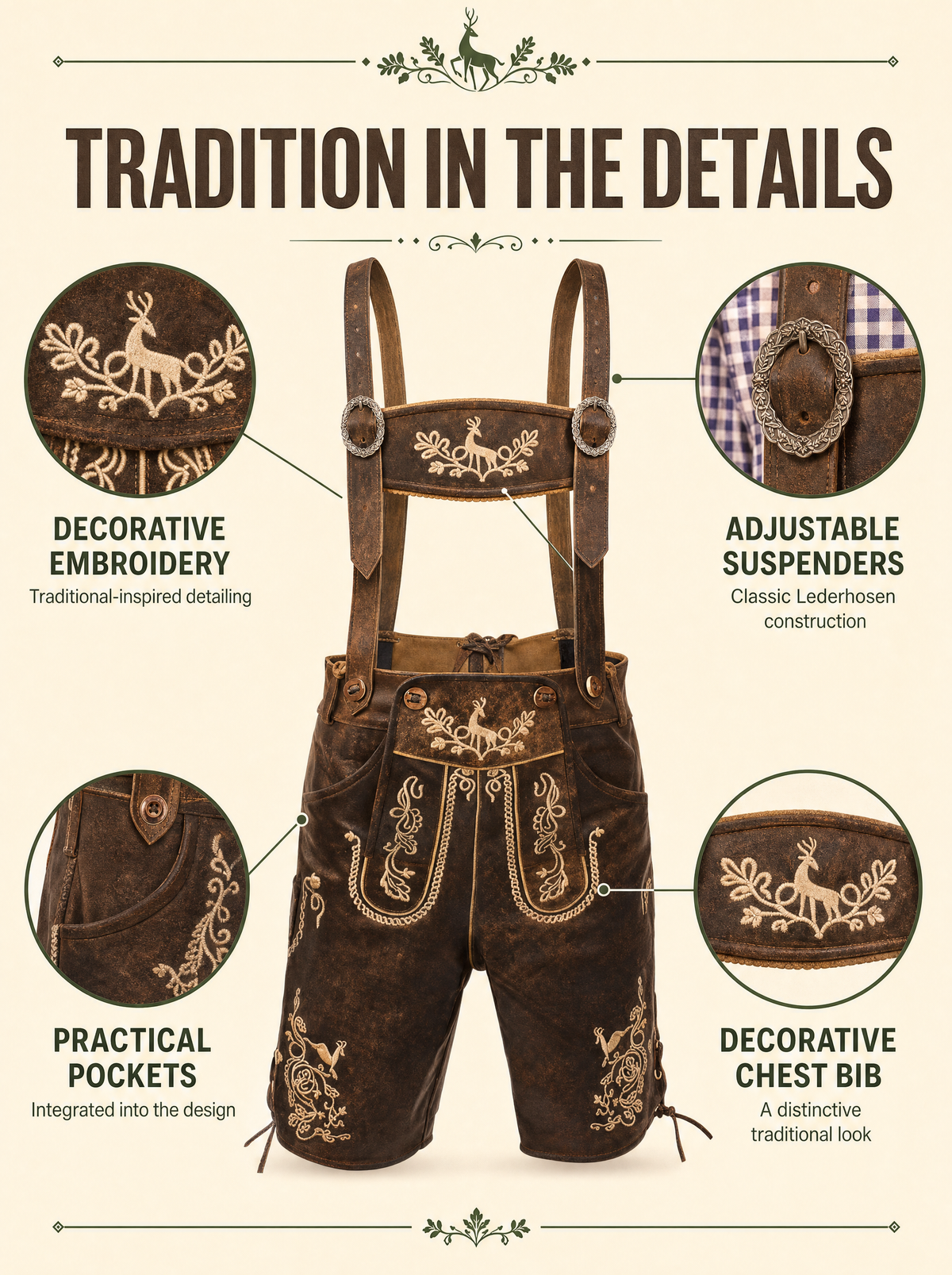 AlpenViktor-sæt med lederhosen til mænd - autentisk Oktoberfest-outfit