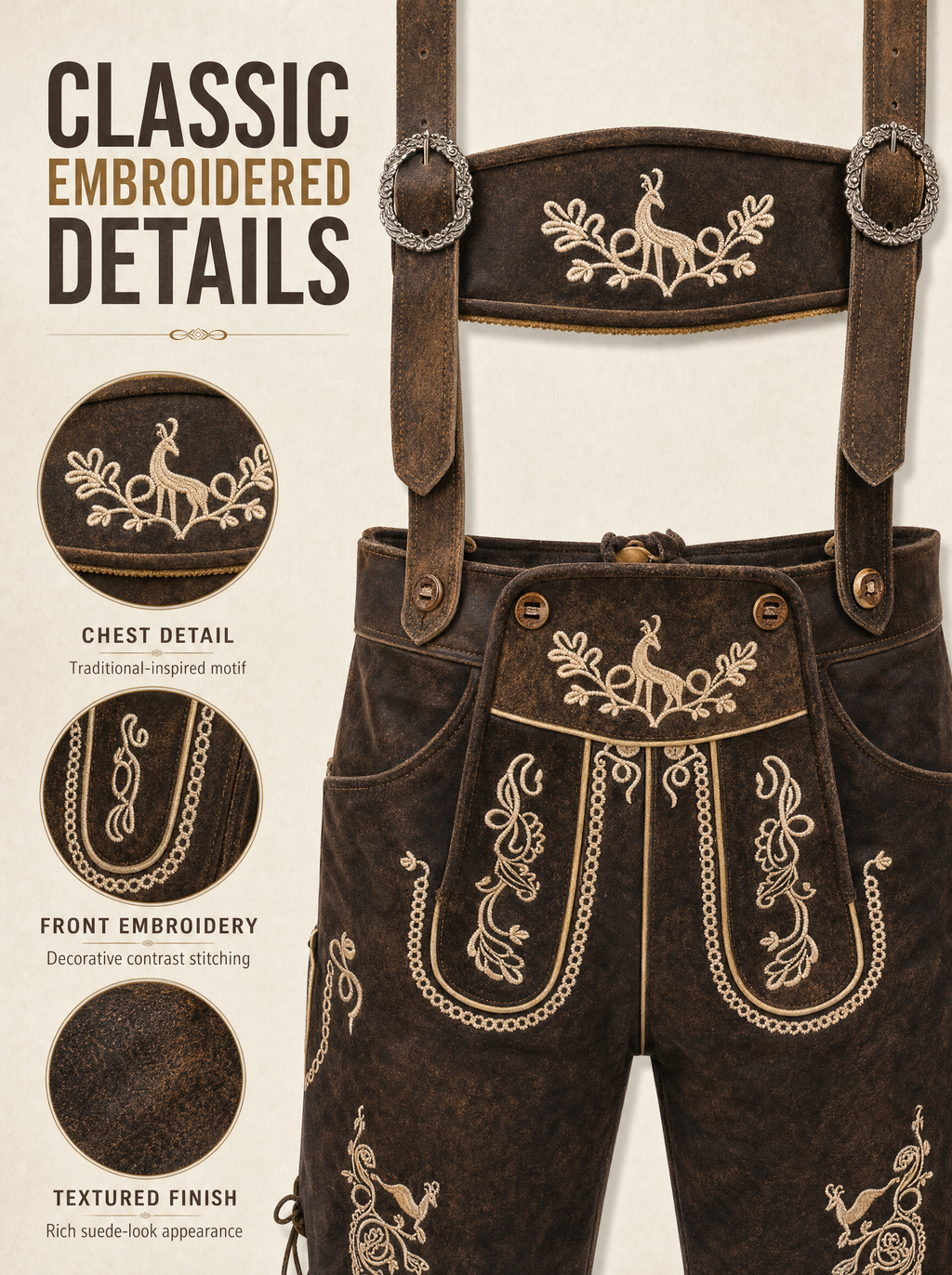 AlpenViktor-sæt med lederhosen til mænd - autentisk Oktoberfest-outfit
