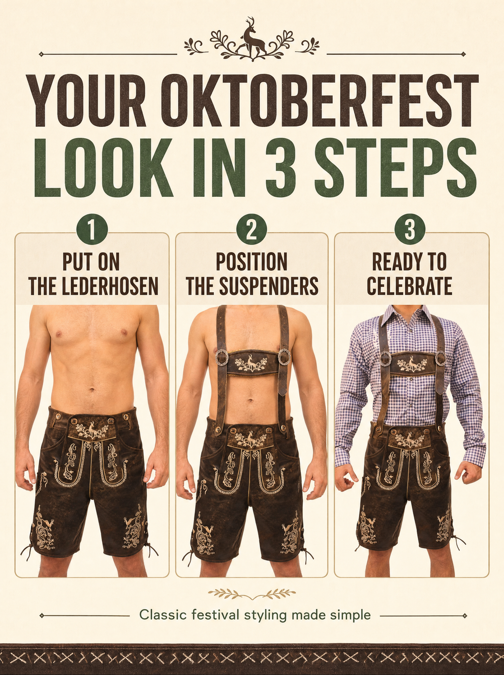 AlpenViktor-sæt med lederhosen til mænd - autentisk Oktoberfest-outfit