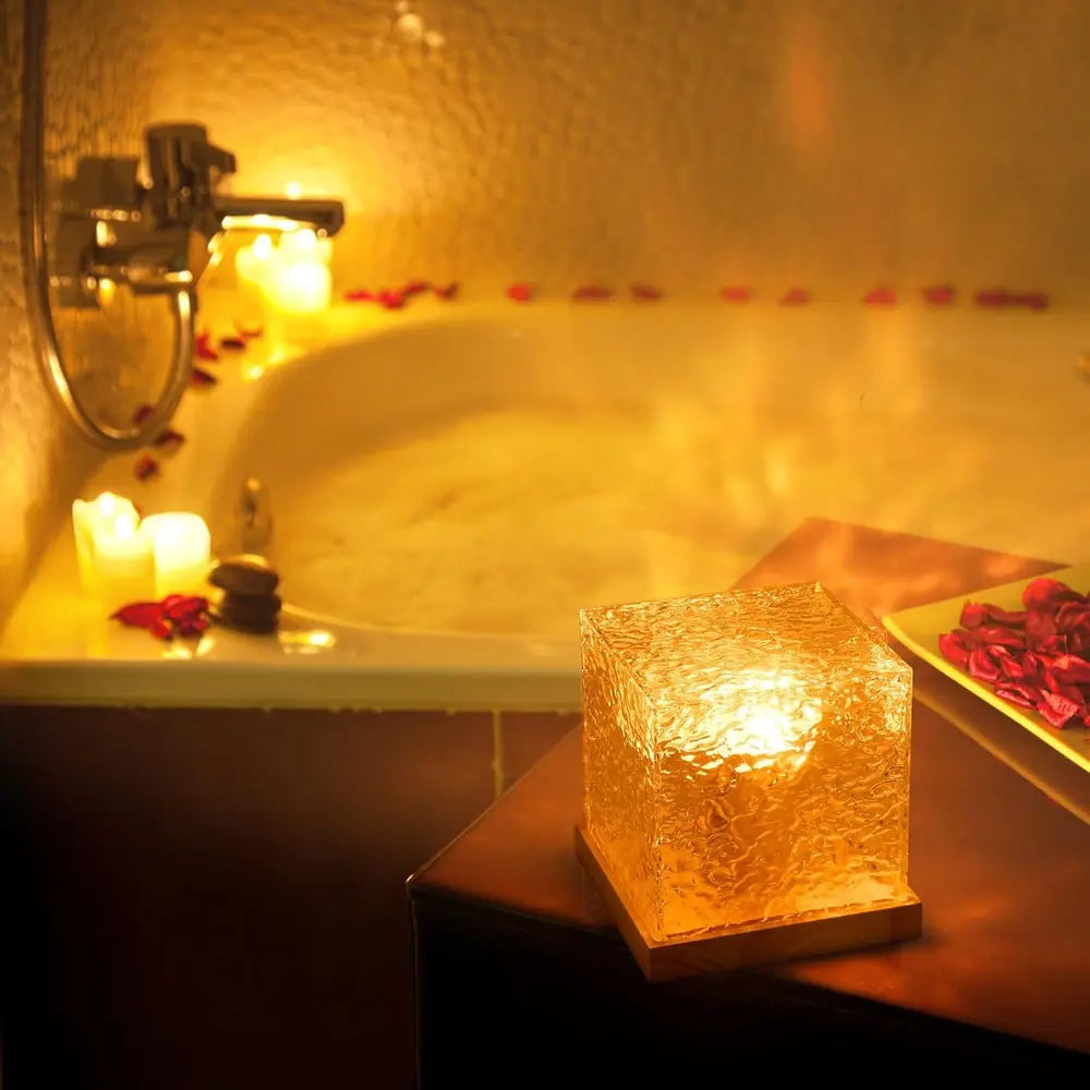 Glass Cube LED Table Lamp — Modern Mood Lighting